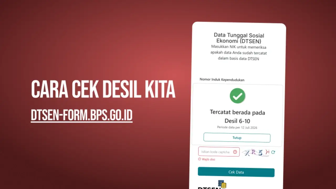 Cek desil kita 2026 di dtsen-form.bps.go.id